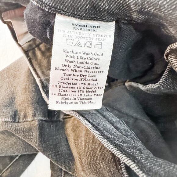 Everlane The Authentic Stretch Slim Bootcut Jean Black Denim Size 24 - Picture 4 of 7